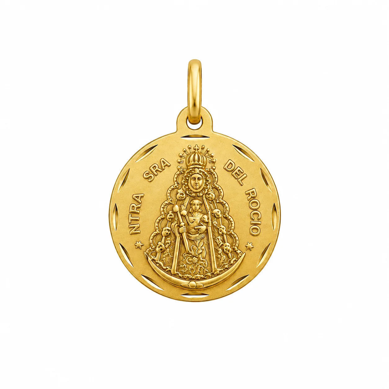 Medalla Nuestra Señora del Rocío en oro 18K 16 mm
