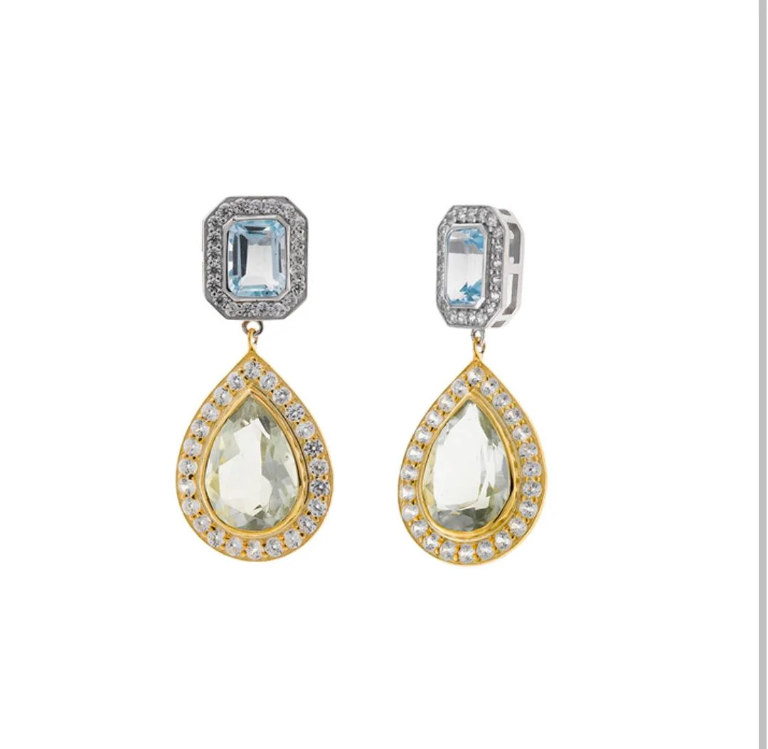 Pendientes Salvatore con topacio azul y amatista